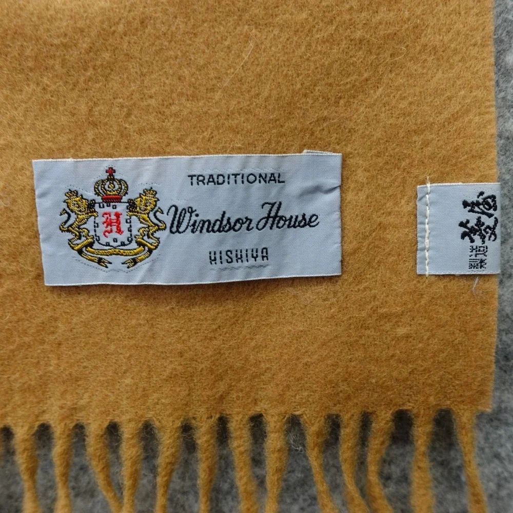 Camel Tan Wool Scarf Mens Winter Fringe Muffler TRADITIONAL WINDSOR HOUSE 12x50
